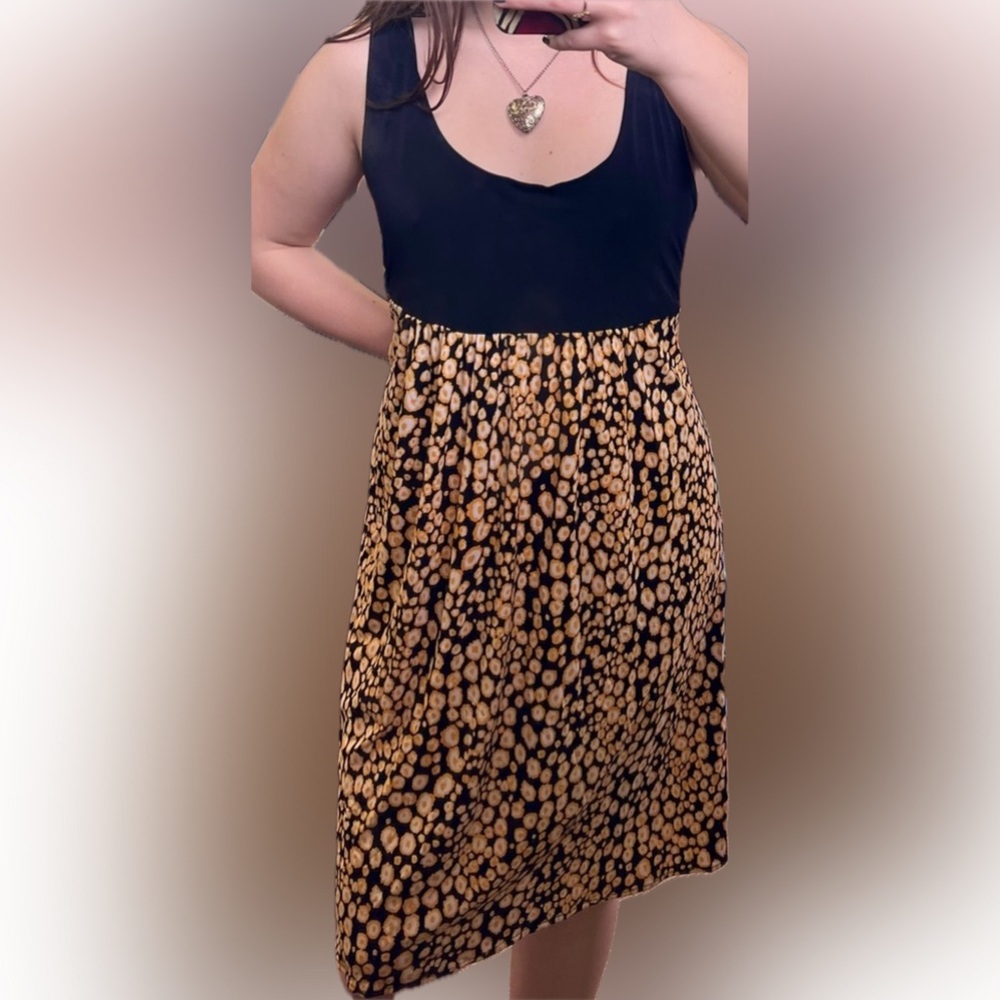 Vintage Scarlett Black & Yellow Floral Dress, Size 14, Perfect Condition